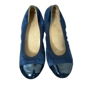 Vionic Spark Tiegan Ballet Suede Leather Navy Flats Size 7